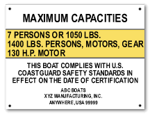 Vessel Capacity Plate