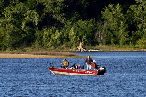 Fishing from a boat