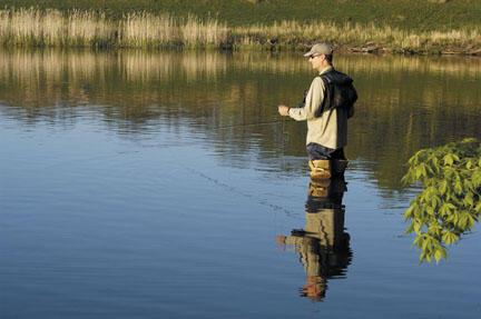 Flyfishing in a pond