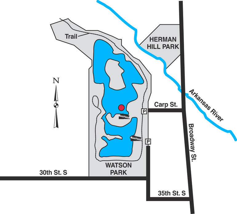 Map of Wichita, Watson Park Lake