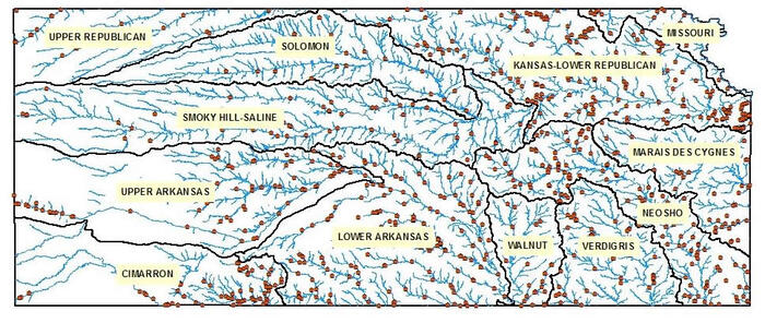 KS River Basin with Survey Sites 