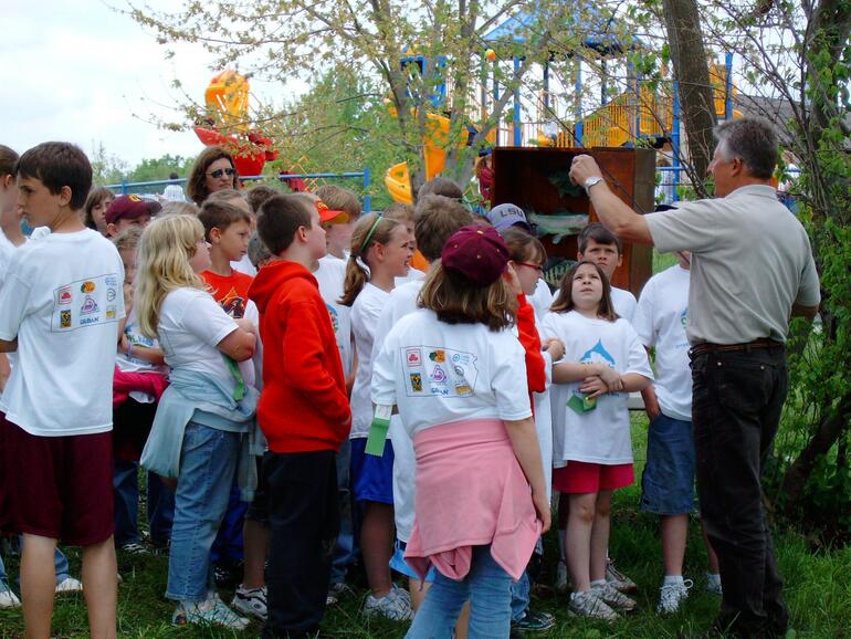 Children learning about fish
