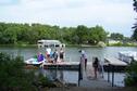 Evening Breeze Cabin renters at the dock