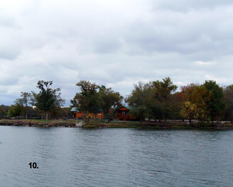 Two of three cabins on Evening Breeze