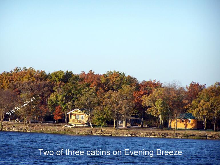 Two of three new cabins are placed on Evening Breeze Point