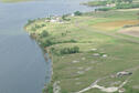Aerial image of Webster shelters and shoreline