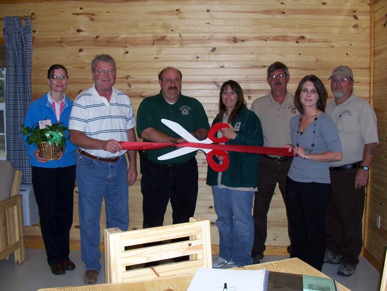 Ribbon cutting at Glen Elder State Park Cabin