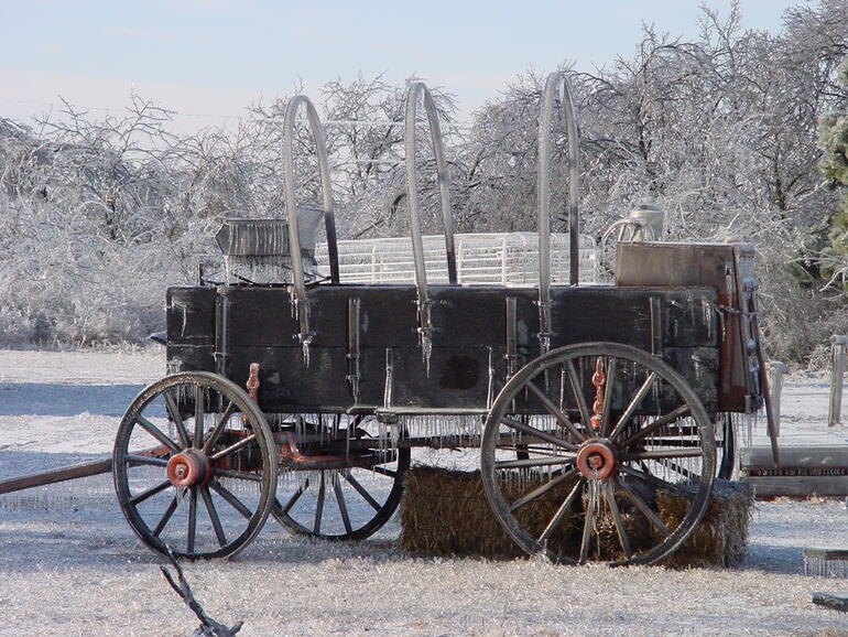 Kanopolis 2007 Ice Storm-wagon at Goverland Stage encased in ice