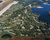 Aerial View of River Pond